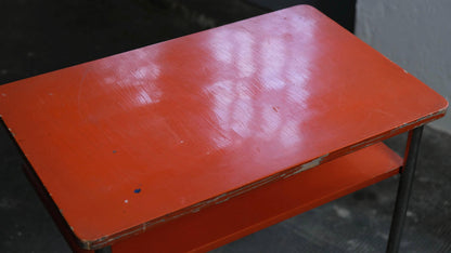 Vintage Beistelltisch von Mora für Bauhaus Orange, Silber