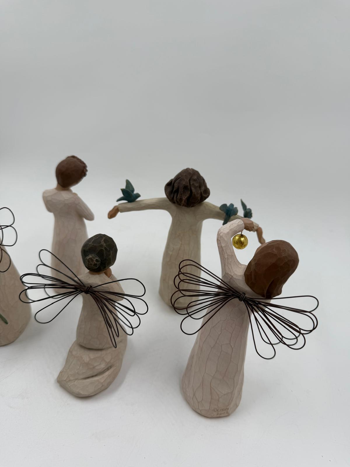Vintage Figur Willow Tree Engel Set von Susan Lordi für Willow Tree Set von 5 mit Drahtflügeln