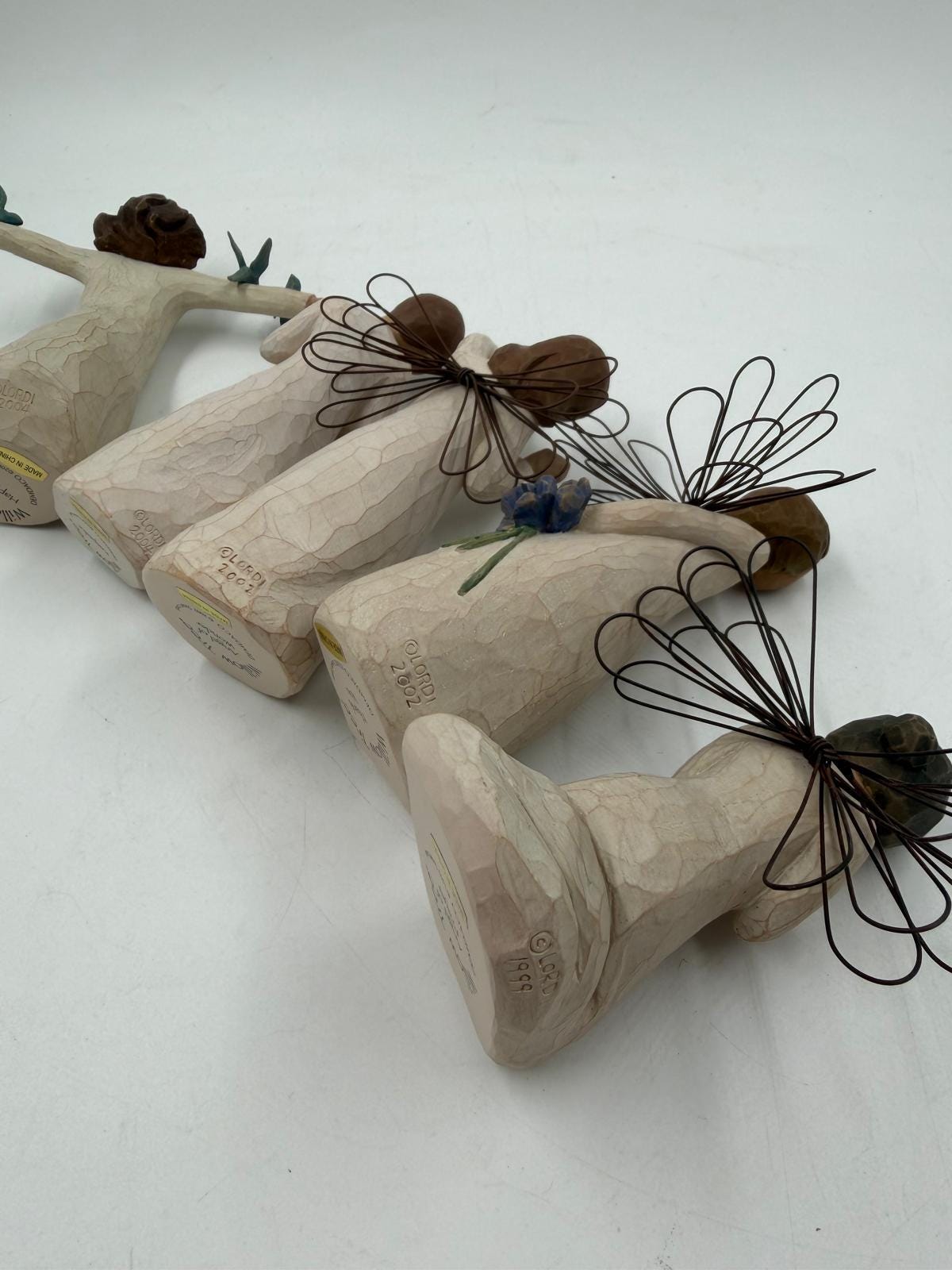 Vintage Figur Willow Tree Engel Set von Susan Lordi für Willow Tree Set von 5 mit Drahtflügeln