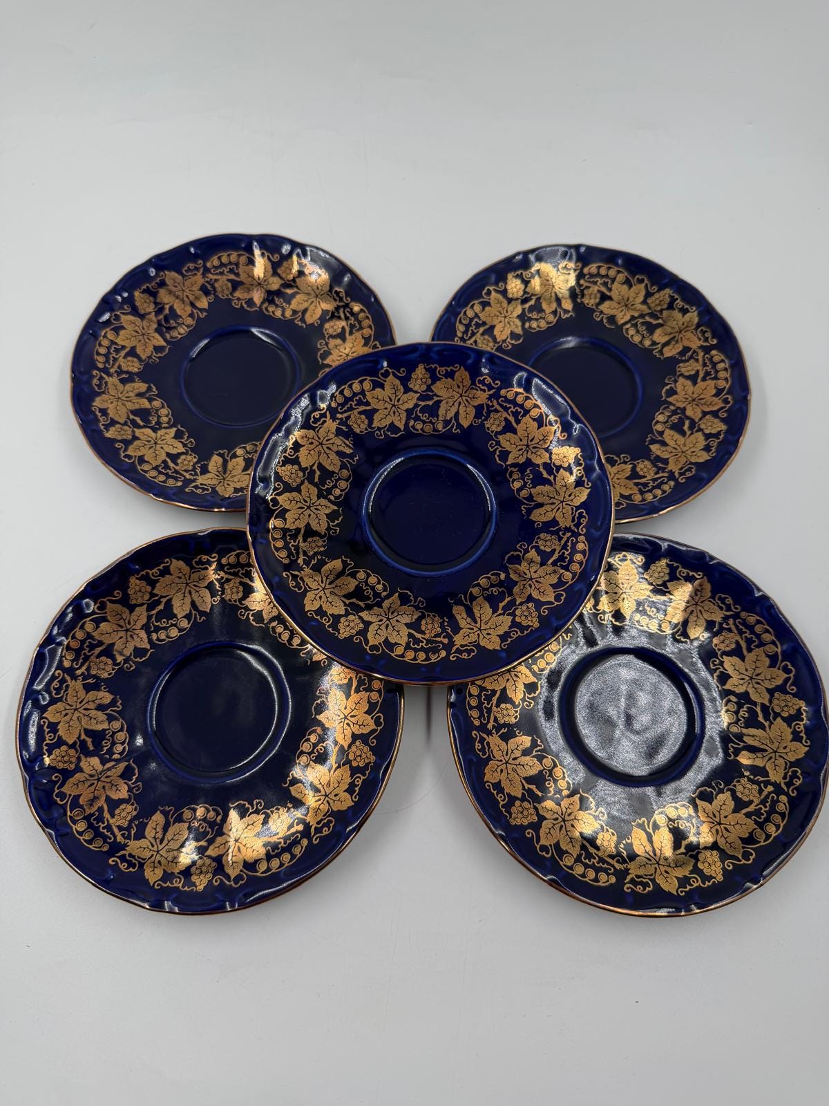 Vintage Porzellan-Service Bareuther Echt Kobalt Set von 5 von Bareuther seltenes Sammlerstück