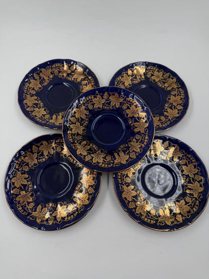 Vintage Porzellan-Service Bareuther Echt Kobalt Set von 5 von Bareuther seltenes Sammlerstück