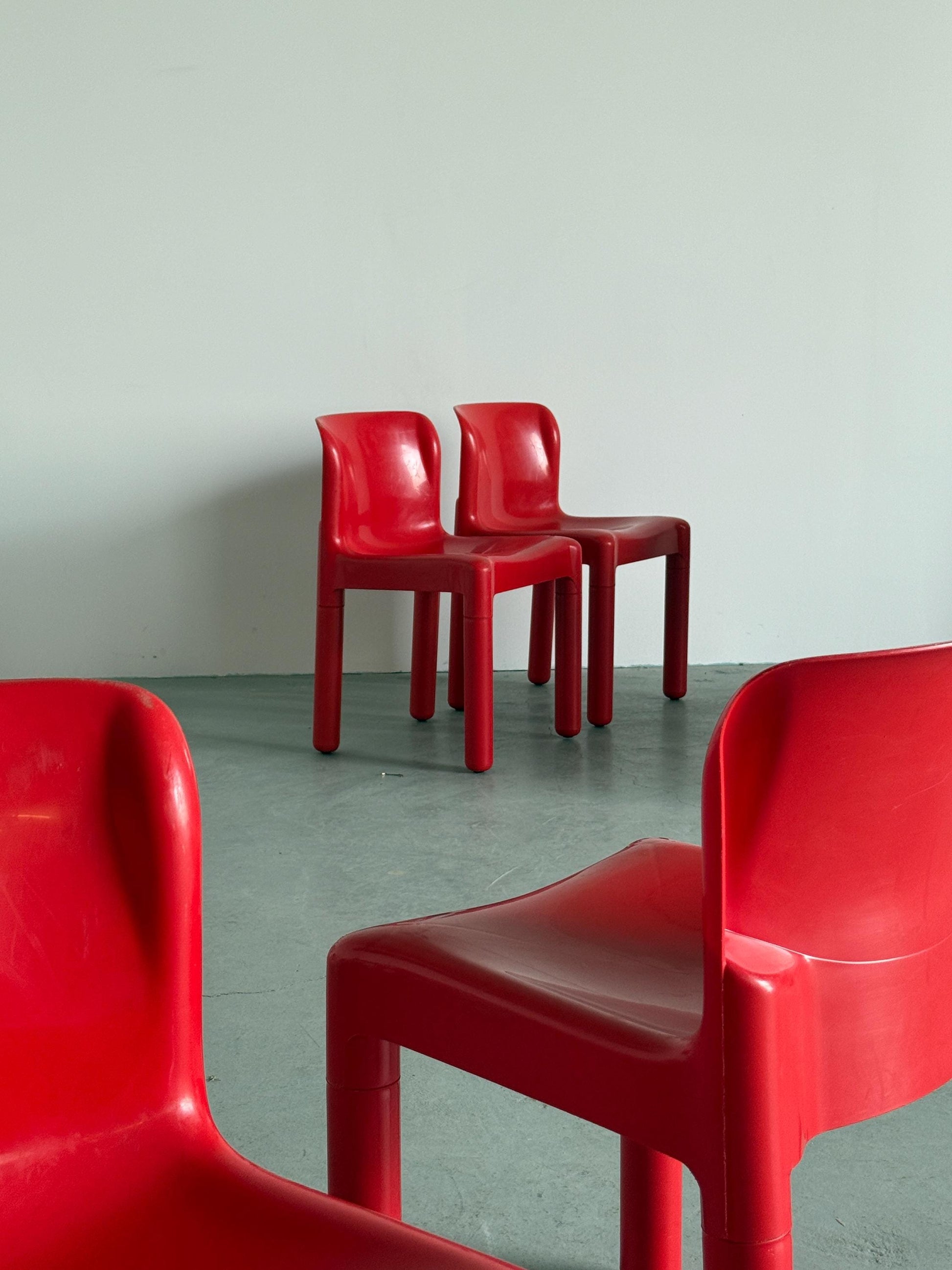 Vintage Stuhl '4875' von Carlo Bartoli für Kartell, Rot