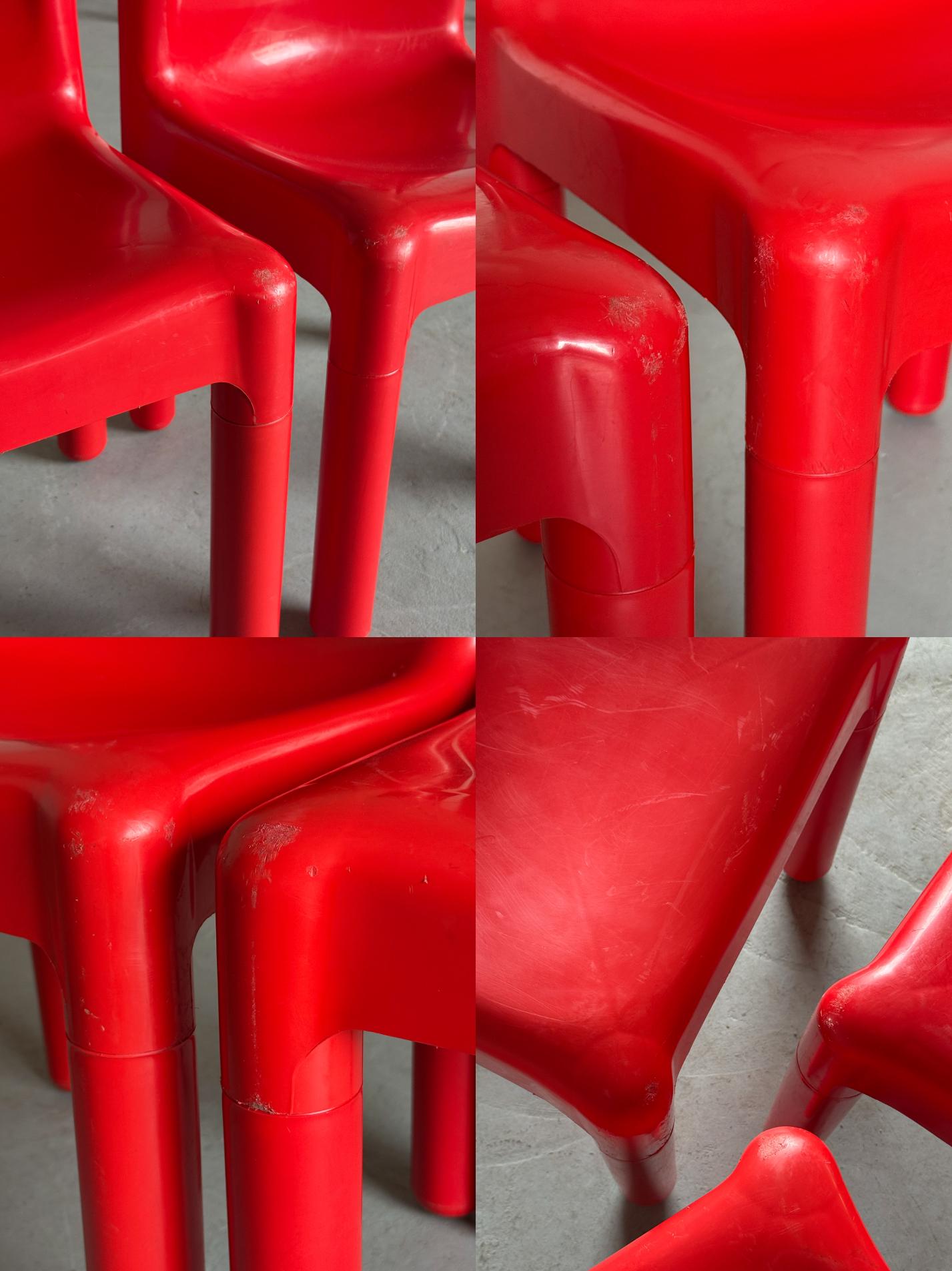 Vintage Stuhl '4875' von Carlo Bartoli für Kartell, Rot