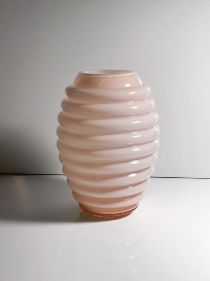 Vintage Vase Deco von Vetrarti Murano für Venini Rosa Milchglas