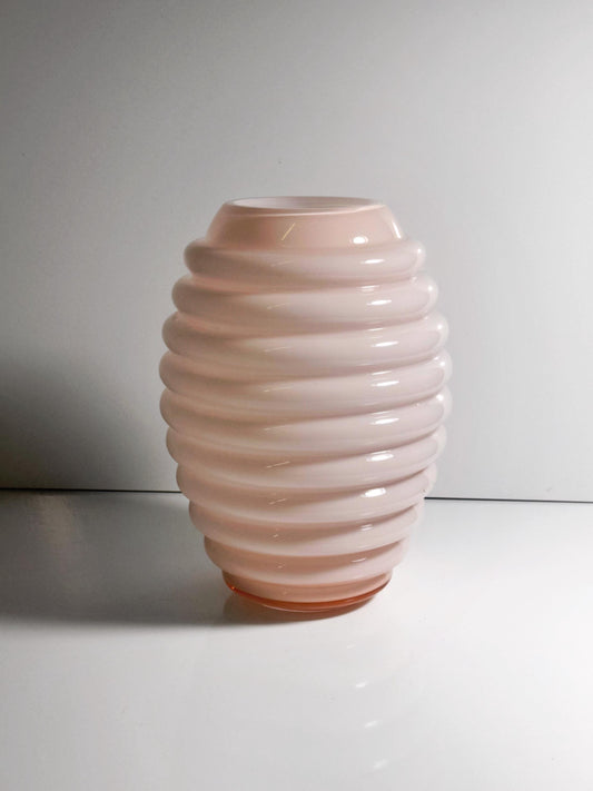 Vintage Vase Deco von Vetrarti Murano für Venini Rosa Milchglas