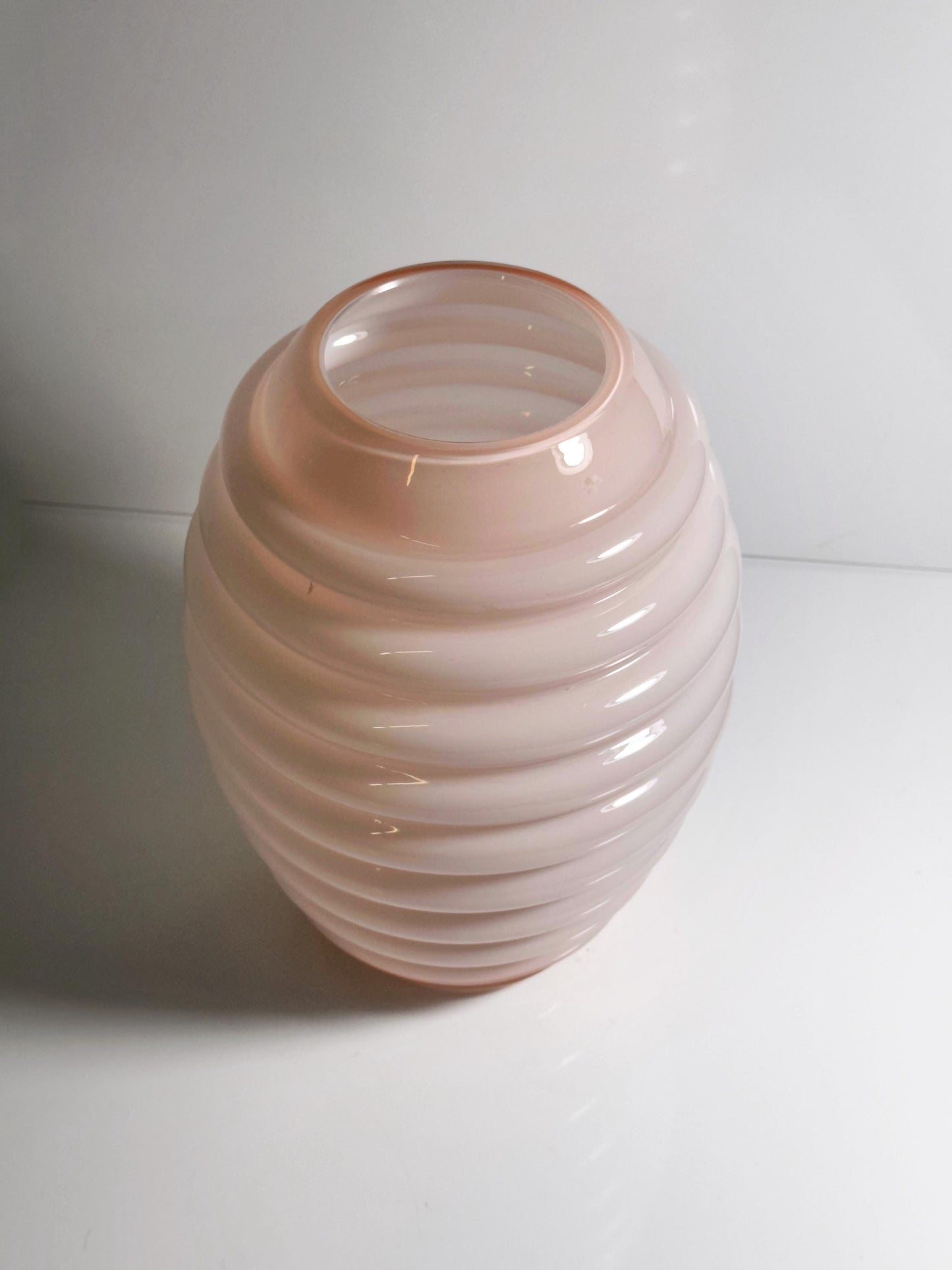 Vintage Vase Deco von Vetrarti Murano für Venini Rosa Milchglas