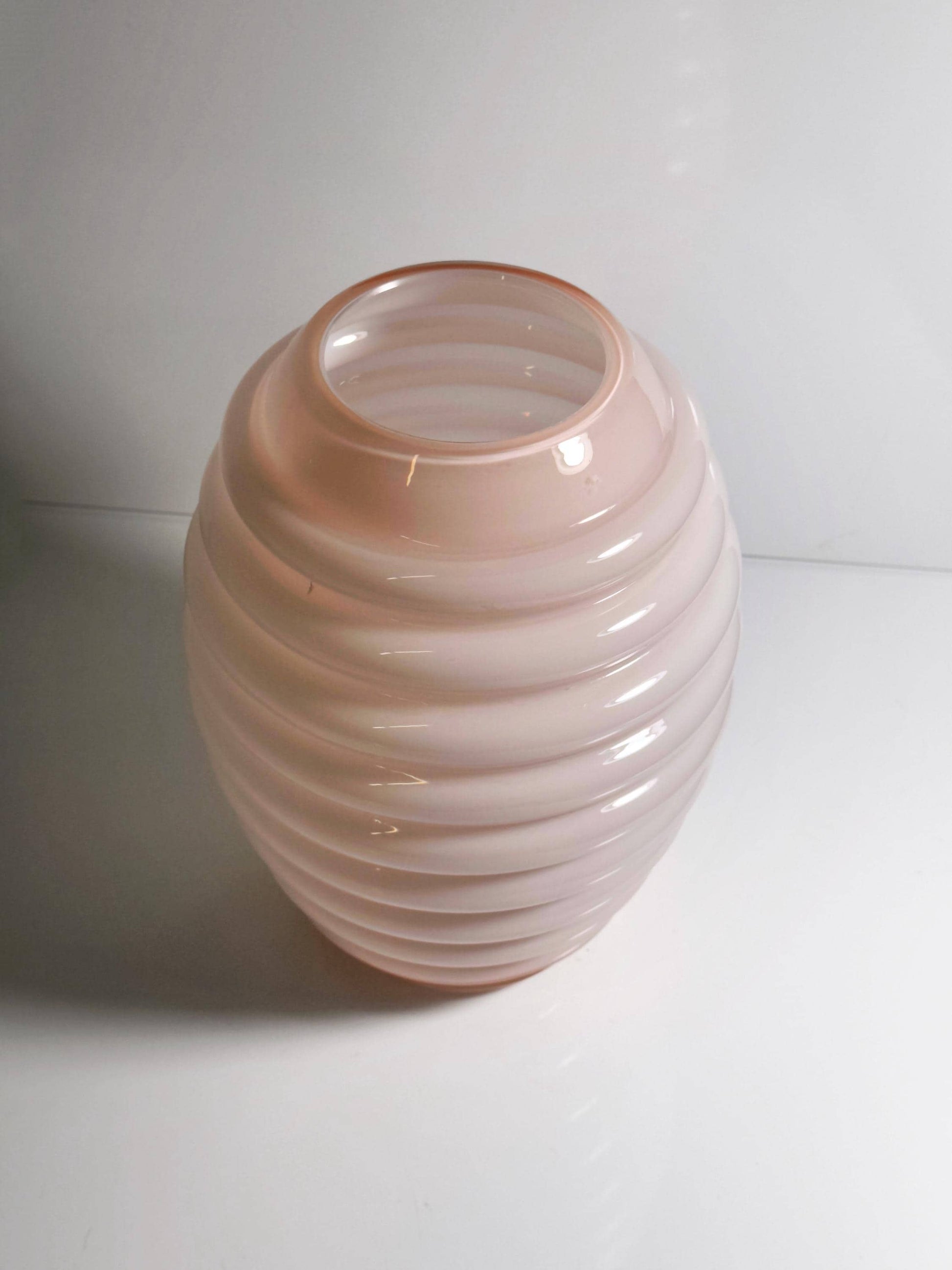 Vintage Vase Deco von Vetrarti Murano für Venini Rosa Milchglas