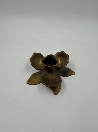 Vintage Kerzenhalter Blume Messing Patina