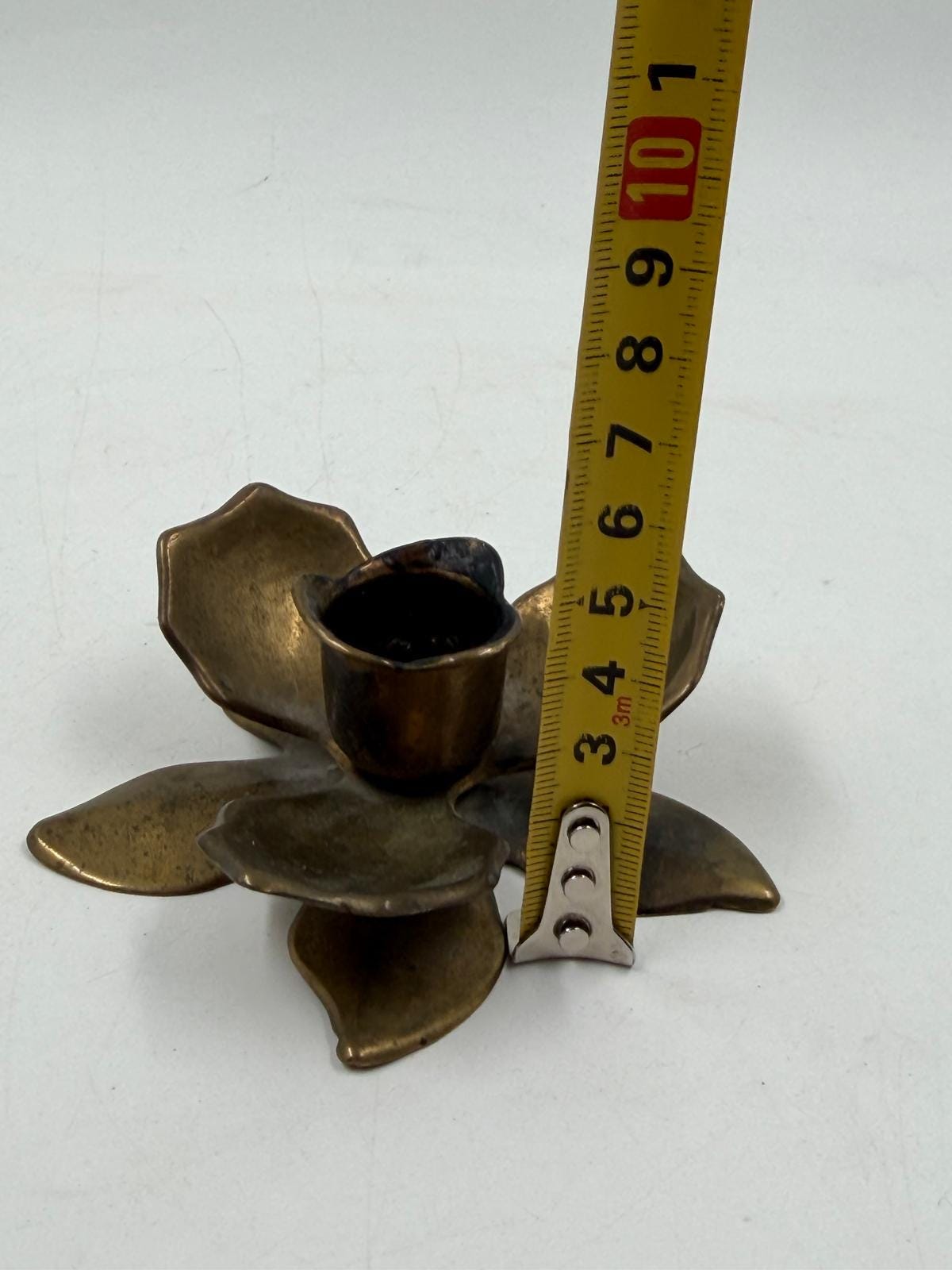 Vintage Kerzenhalter Blume Messing Patina