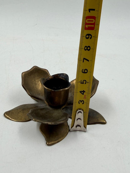 Vintage Kerzenhalter Blume Messing Patina