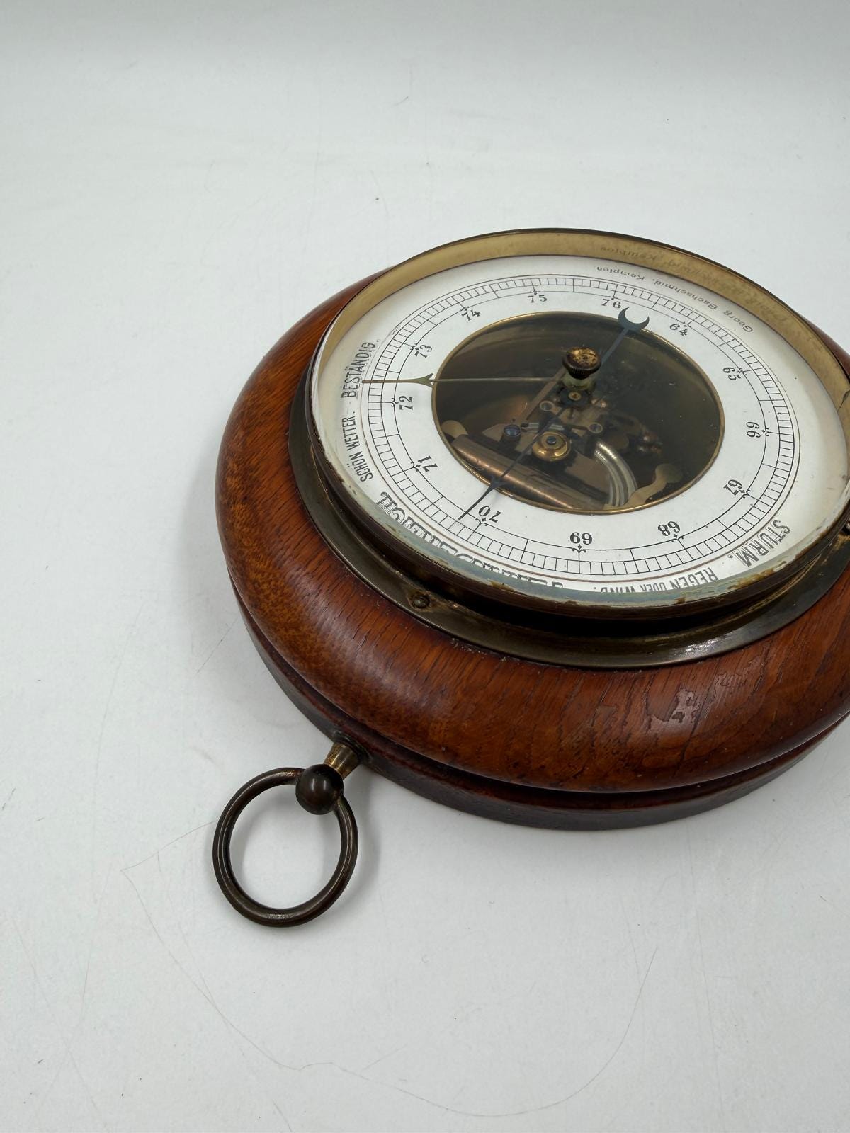 Vintage Wetterstation zur Wandmontage messingfarben Holzton Vintage Dekoration Holz Messing