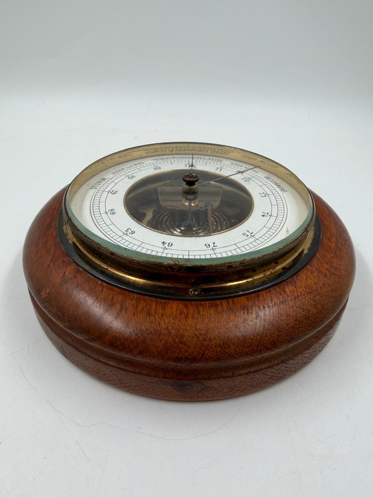Vintage Wetterstation zur Wandmontage messingfarben Holzton Vintage Dekoration Holz Messing