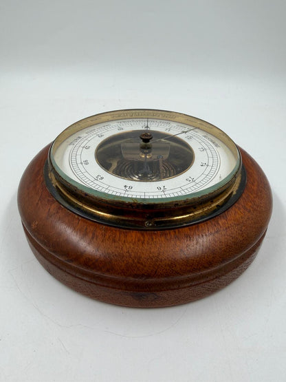 Vintage Wetterstation zur Wandmontage messingfarben Holzton Vintage Dekoration Holz Messing