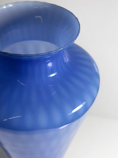 Vintage Vase Murano Kobalt Blau Waffeltechnik 60er
