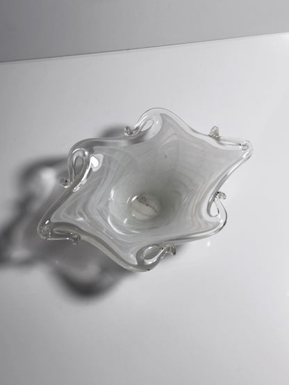 Vintage Aschenbecher Murano Filigrana Opalina von Handgemacht für Italien