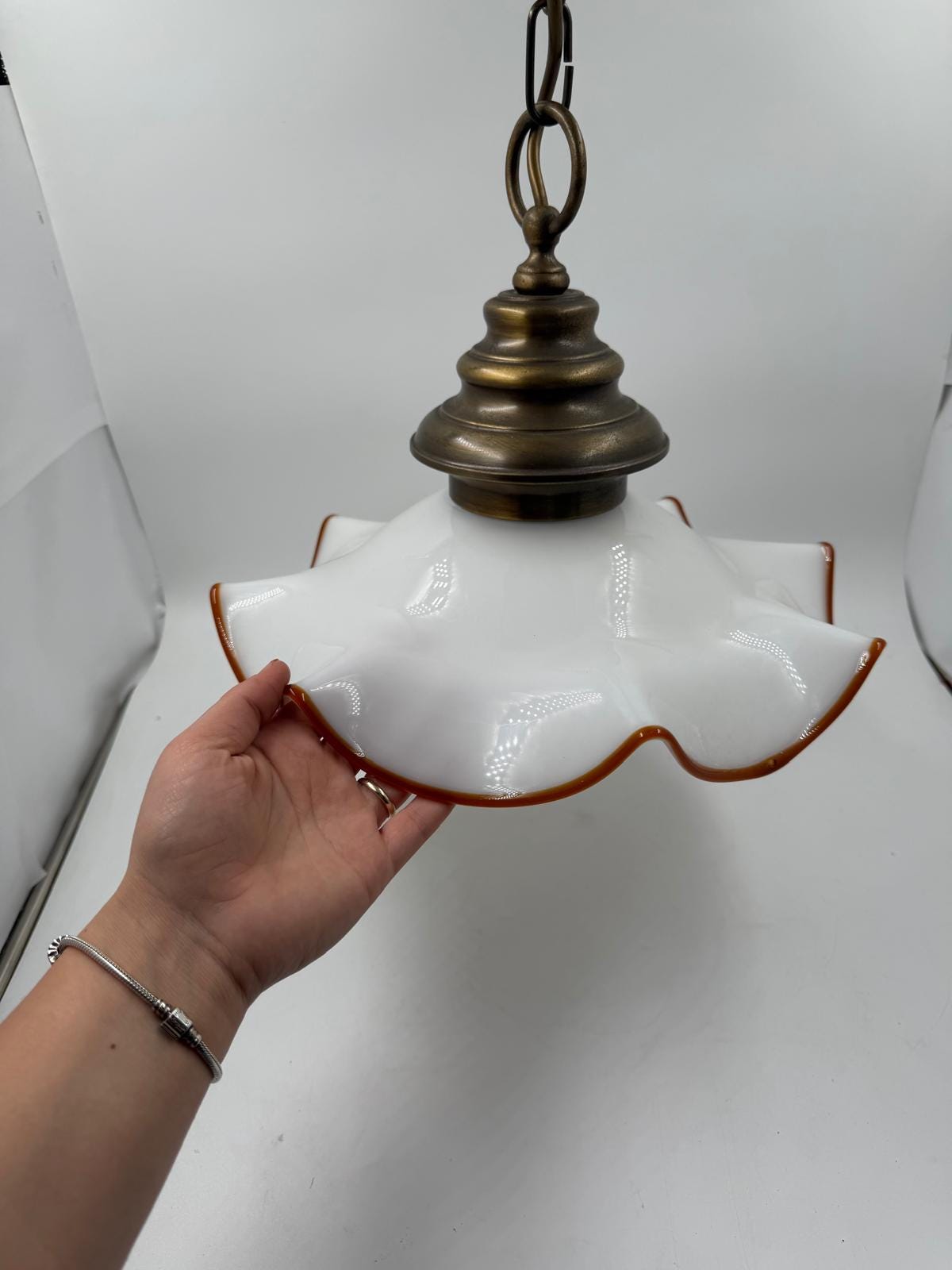 Vintage Deckenlampe Glas orange Rand Ø30cm Pre-Loved