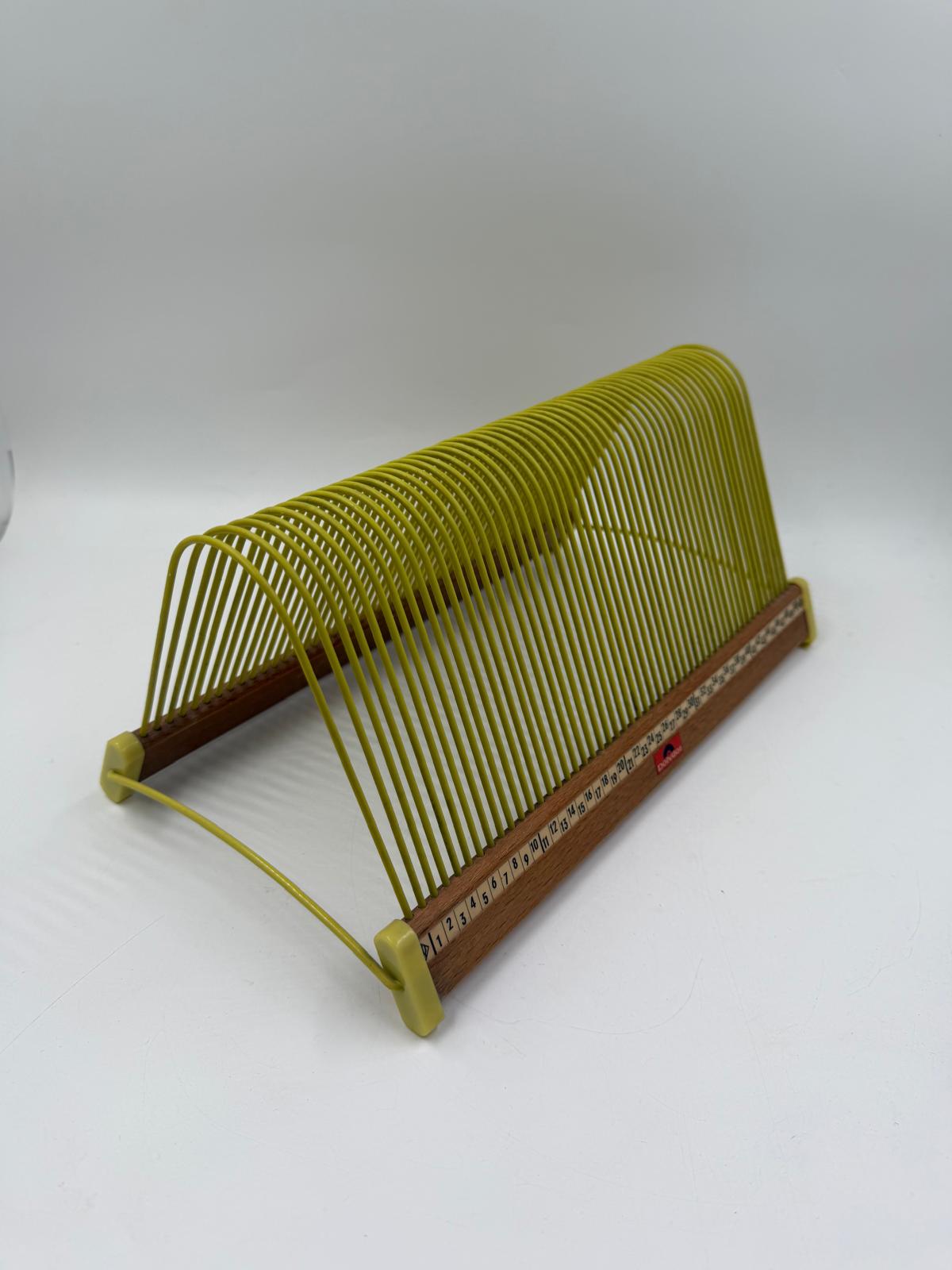 Vintage Vinylhalter von Polydor gelb Holz Draht