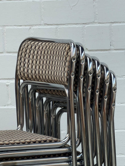 Vintage Esszimmerstuhl aus verchromtem Stahlrohr mit Stoffbezug