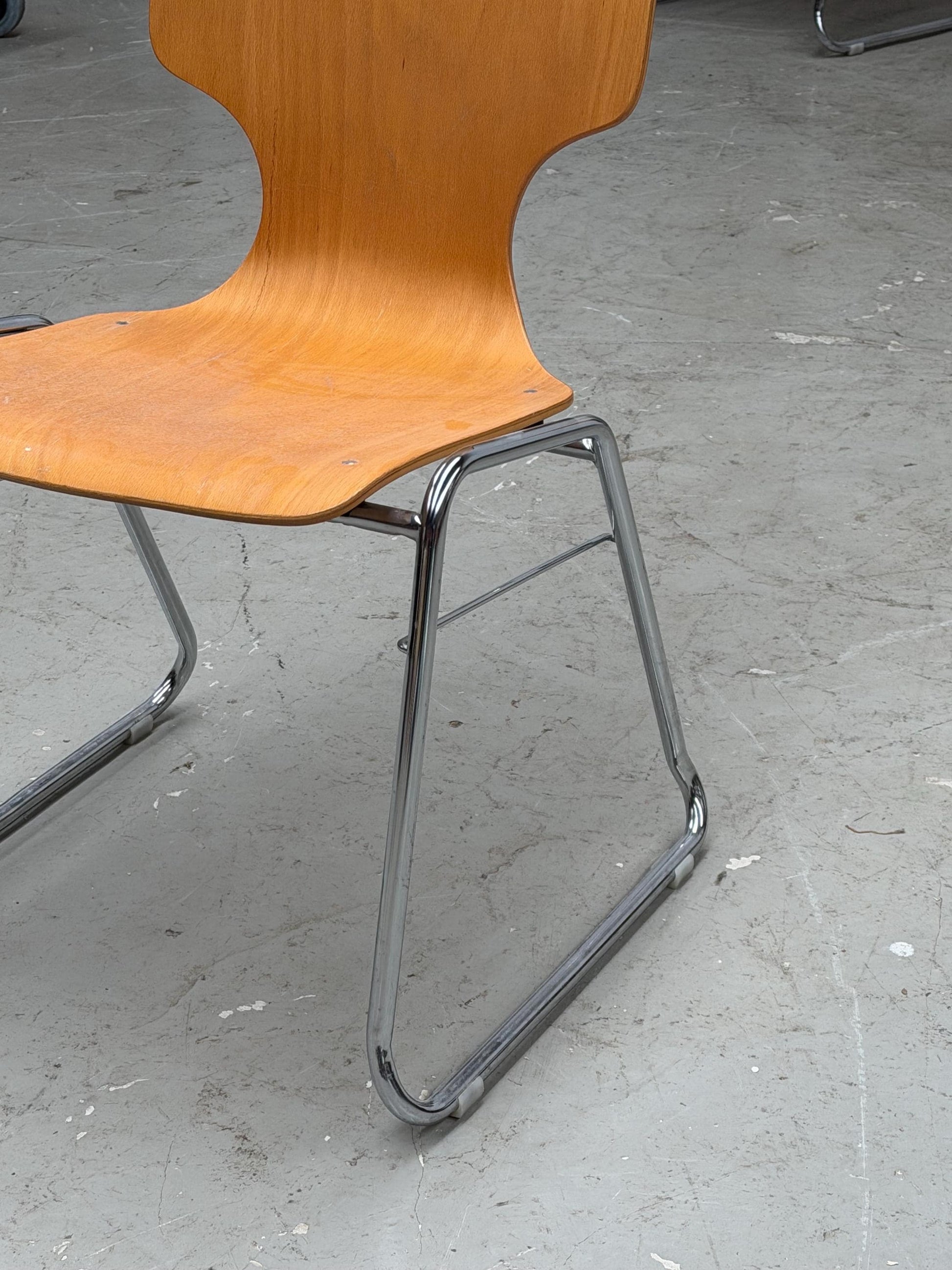 Vintage Stapelstuhl aus Bugholz und Chrom von West Germany