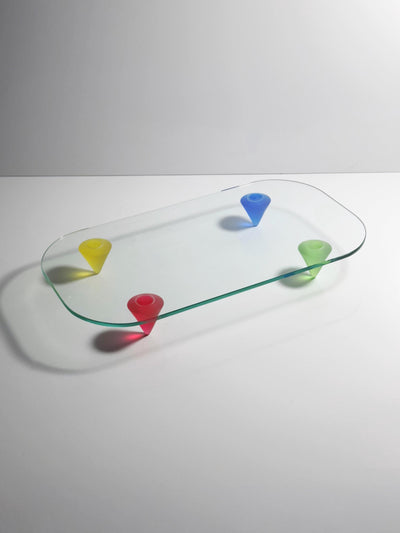 Vintage Serving Platter by Montana, Glass with Colored Feet