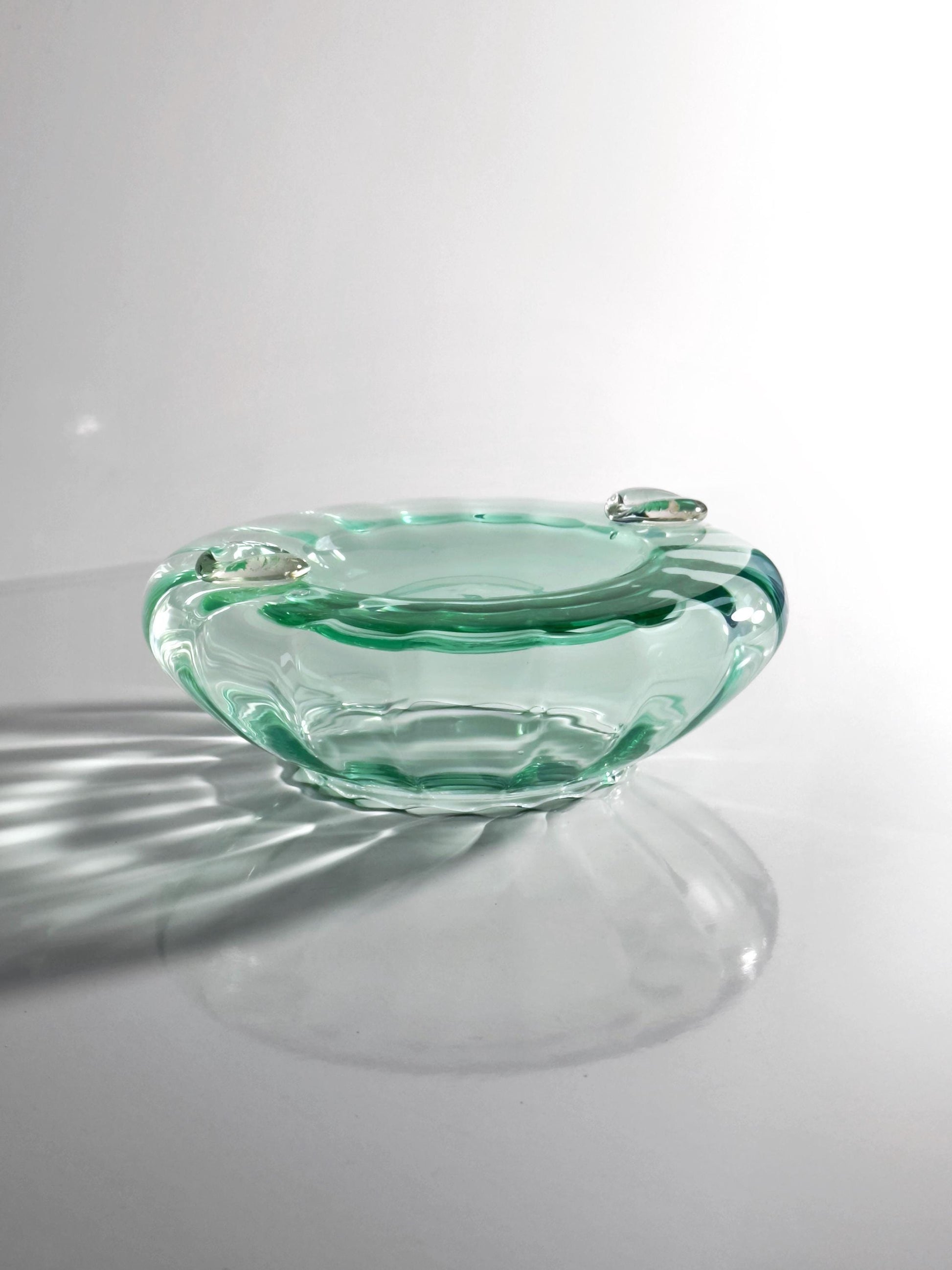 Vintage Aschenbecher Murano Glas türkis-grün 50er