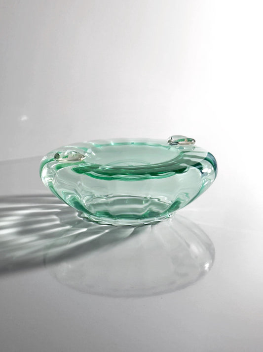 Vintage Aschenbecher Murano Glas türkis-grün 50er