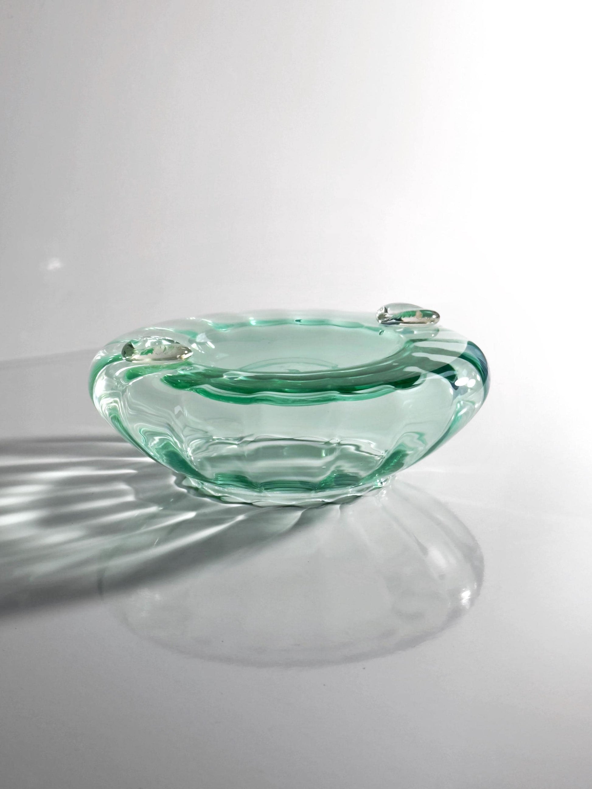 Vintage Aschenbecher Murano Glas türkis-grün 50er