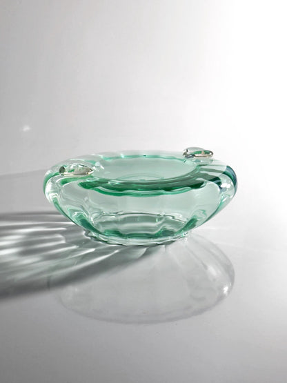 Vintage Aschenbecher Murano Glas türkis-grün 50er