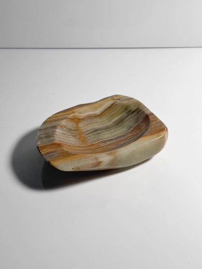 Cendrier vintage en onyx beige, Italie 1960/70