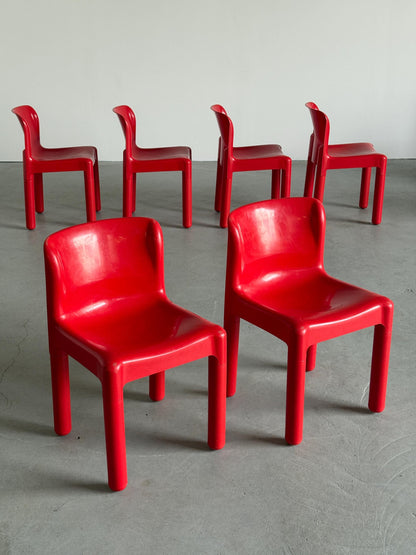 Vintage Stuhl '4875' von Carlo Bartoli für Kartell, Rot