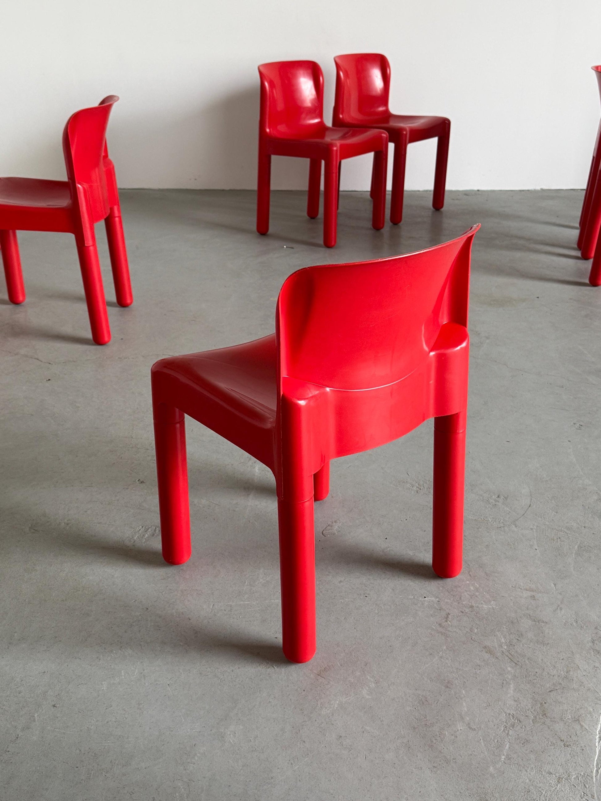 Vintage Stuhl '4875' von Carlo Bartoli für Kartell, Rot