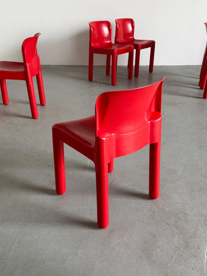 Vintage Stuhl '4875' von Carlo Bartoli für Kartell, Rot