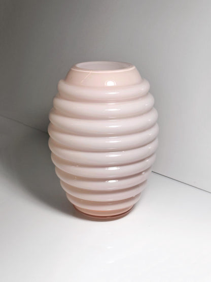 Vintage Vase Deco von Vetrarti Murano für Venini Rosa Milchglas