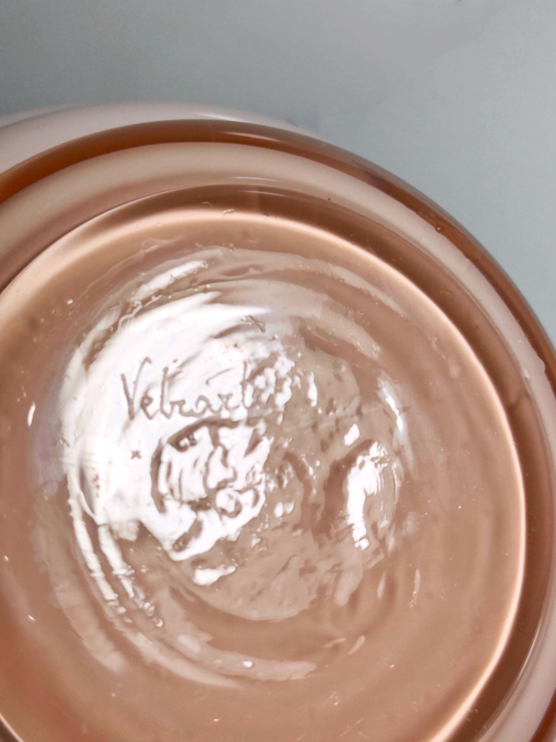 Vintage Vase Deco von Vetrarti Murano für Venini Rosa Milchglas