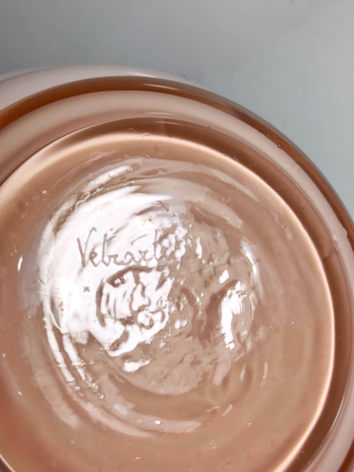 Vintage Vase Deco von Vetrarti Murano für Venini Rosa Milchglas