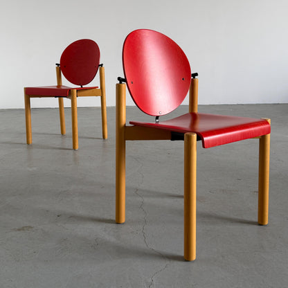 Vintage Esszimmerstuhl Set von 2 von Kusch+Co stapelbar geometrisches Design