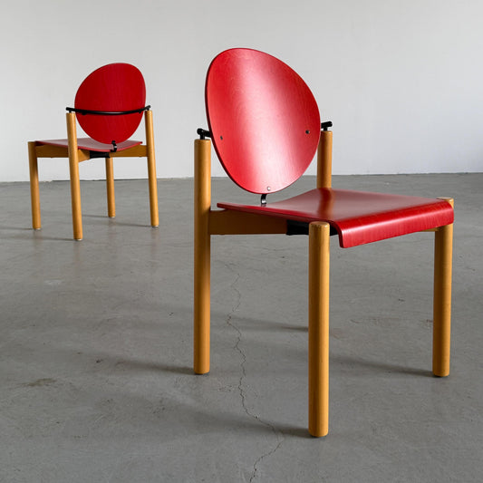 Vintage Esszimmerstuhl Set von 2 von Kusch+Co stapelbar geometrisches Design