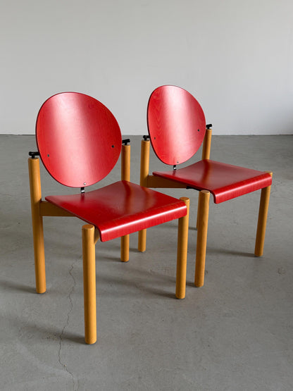 Vintage Esszimmerstuhl Set von 2 von Kusch+Co stapelbar geometrisches Design