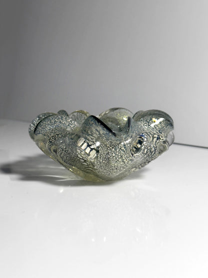 Vintage Murano Glasschale mit Silberblatt-Dekor, Italien 1960er