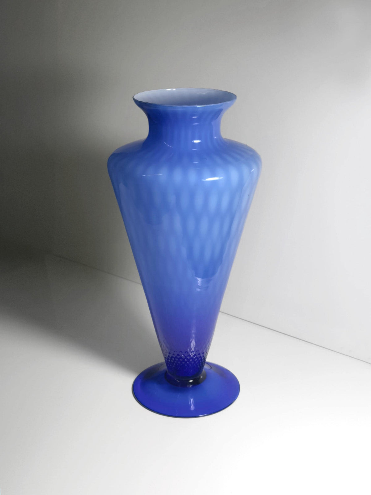 Vintage Vase Murano Kobalt Blau Waffeltechnik 60er