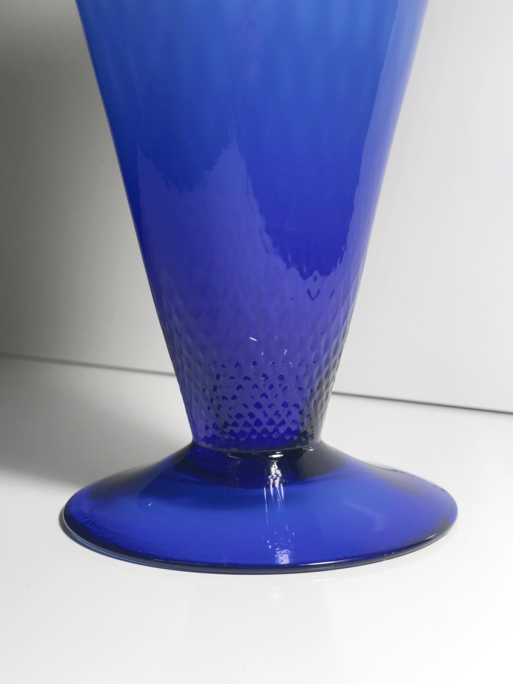 Vintage Vase Murano Kobalt Blau Waffeltechnik 60er