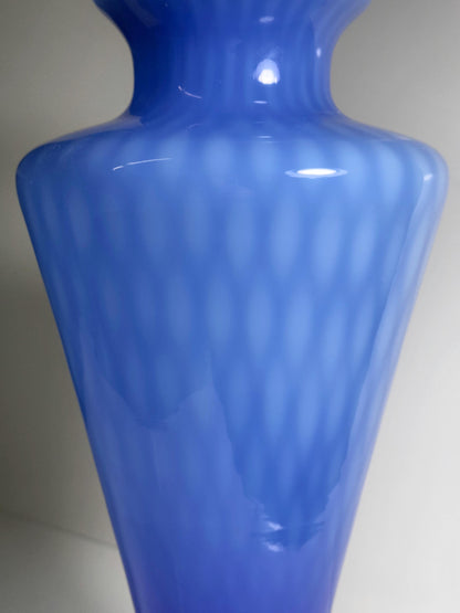 Vintage Vase Murano Kobalt Blau Waffeltechnik 60er