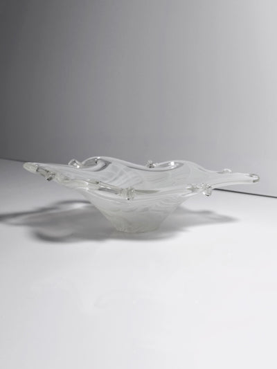 Cendrier Vintage Murano Verre Opalin Blanc, Italie Années 70