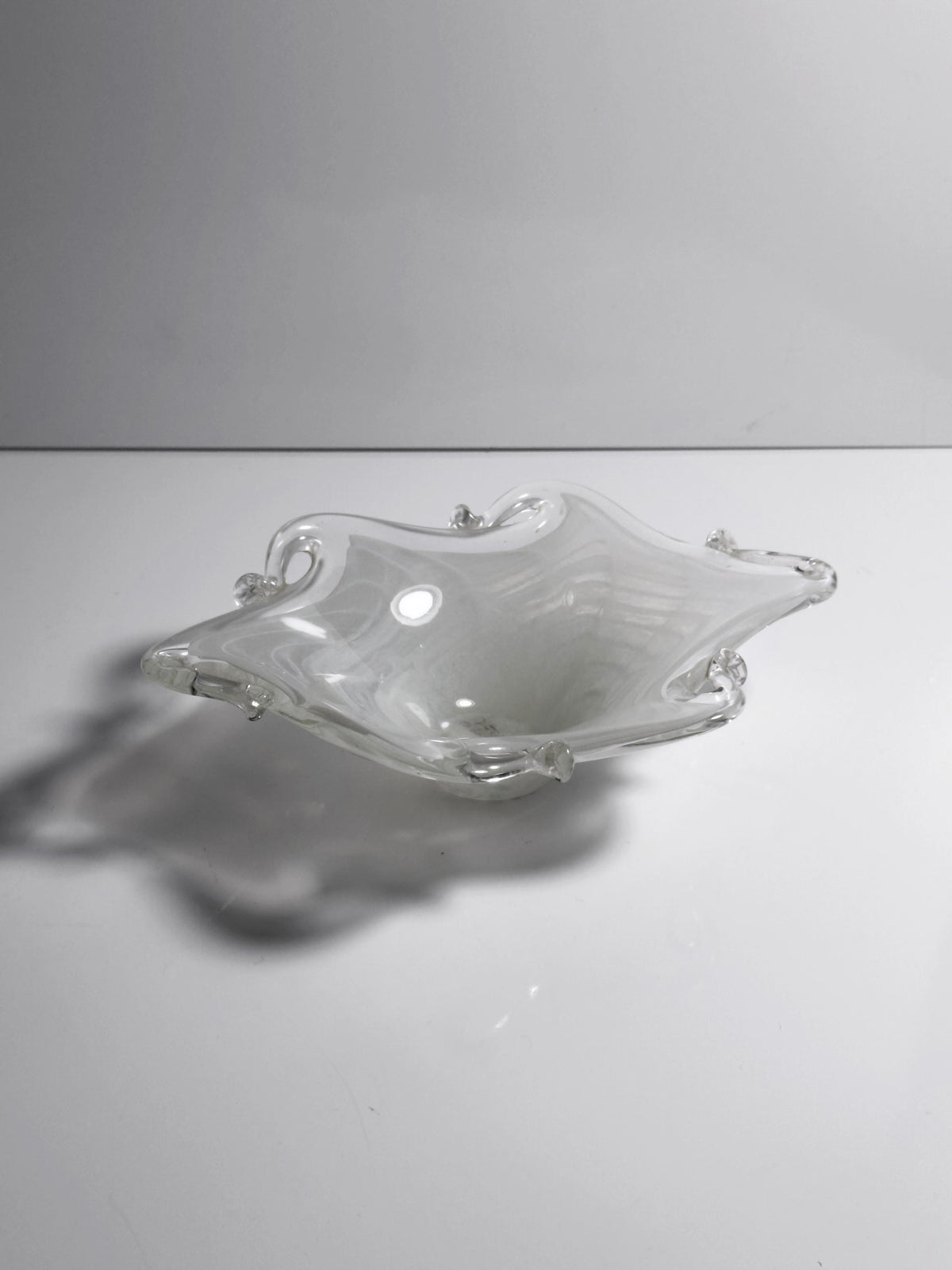 Vintage Aschenbecher Murano Filigrana Opalina von Handgemacht für Italien