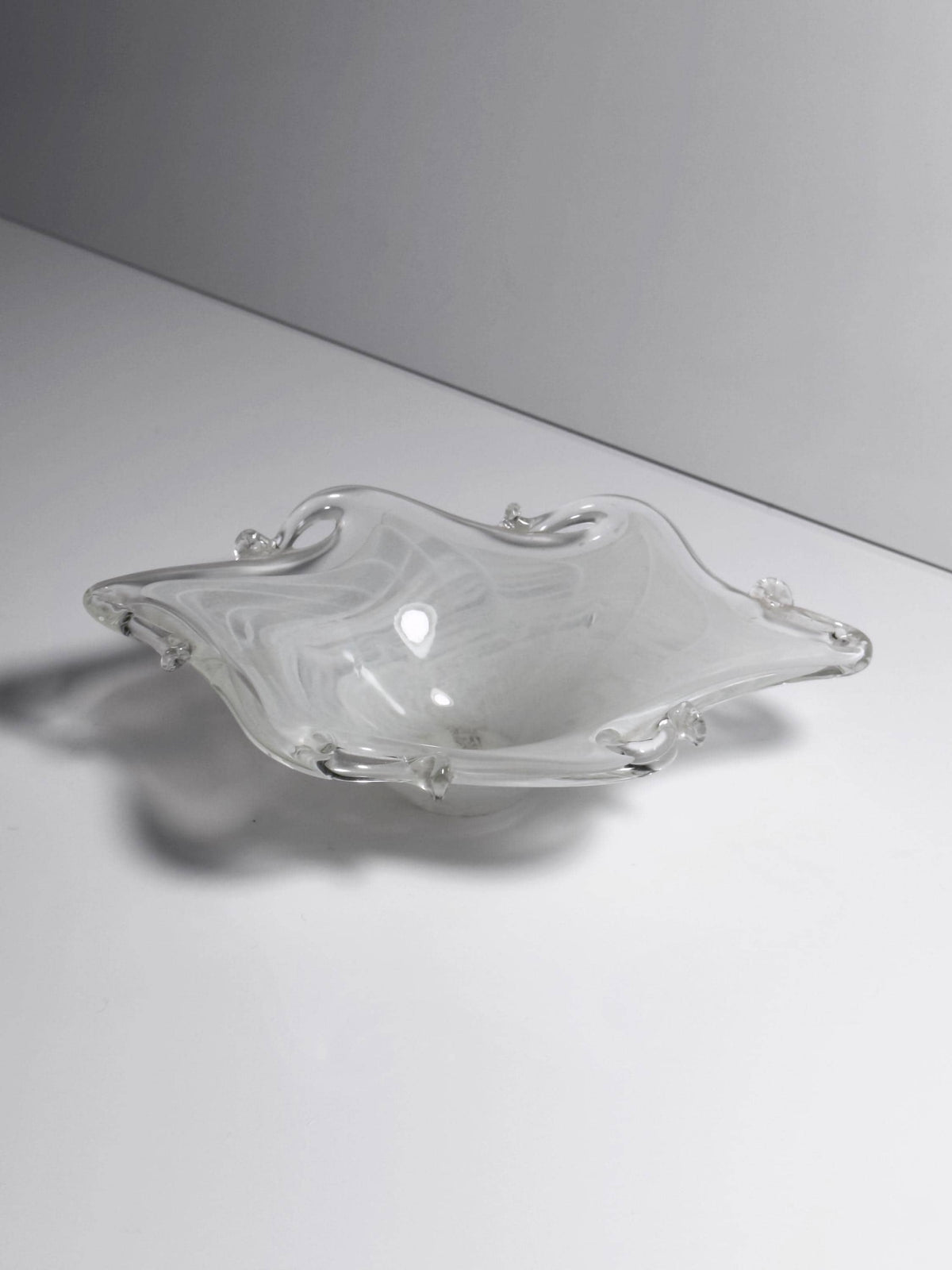 Vintage Aschenbecher Murano Filigrana Opalina von Handgemacht für Italien