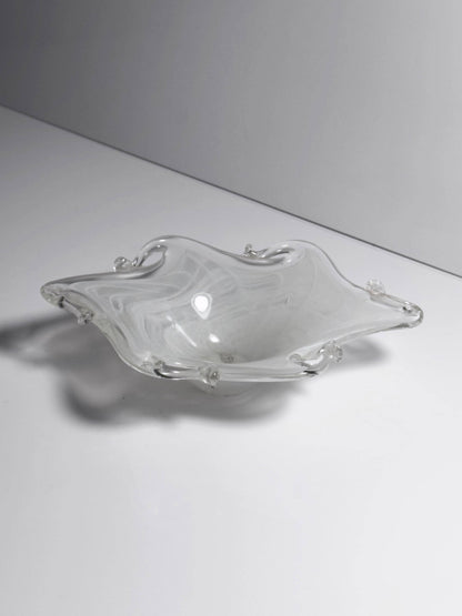 Vintage Aschenbecher Murano Filigrana Opalina von Handgemacht für Italien