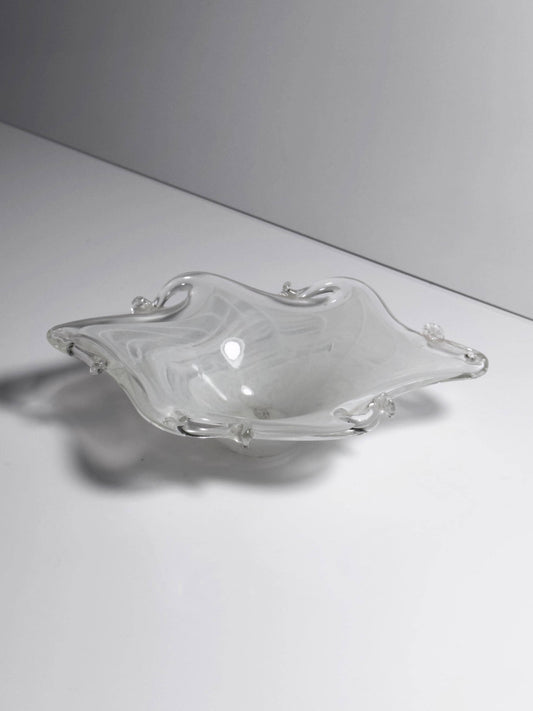 Vintage Aschenbecher Murano Filigrana Opalina von Handgemacht für Italien