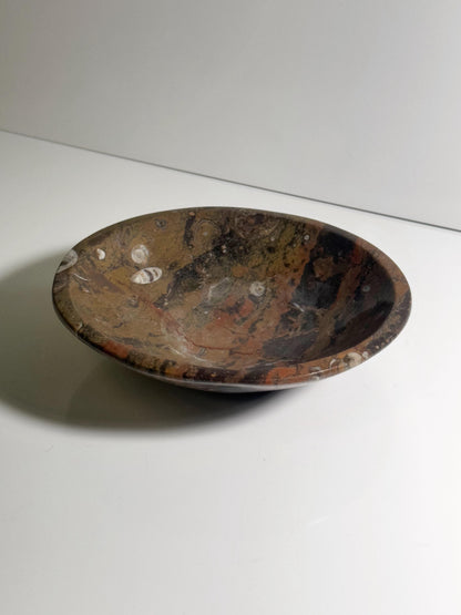 Vintage Fossilienstein-Set Schale und Platte, 1970er