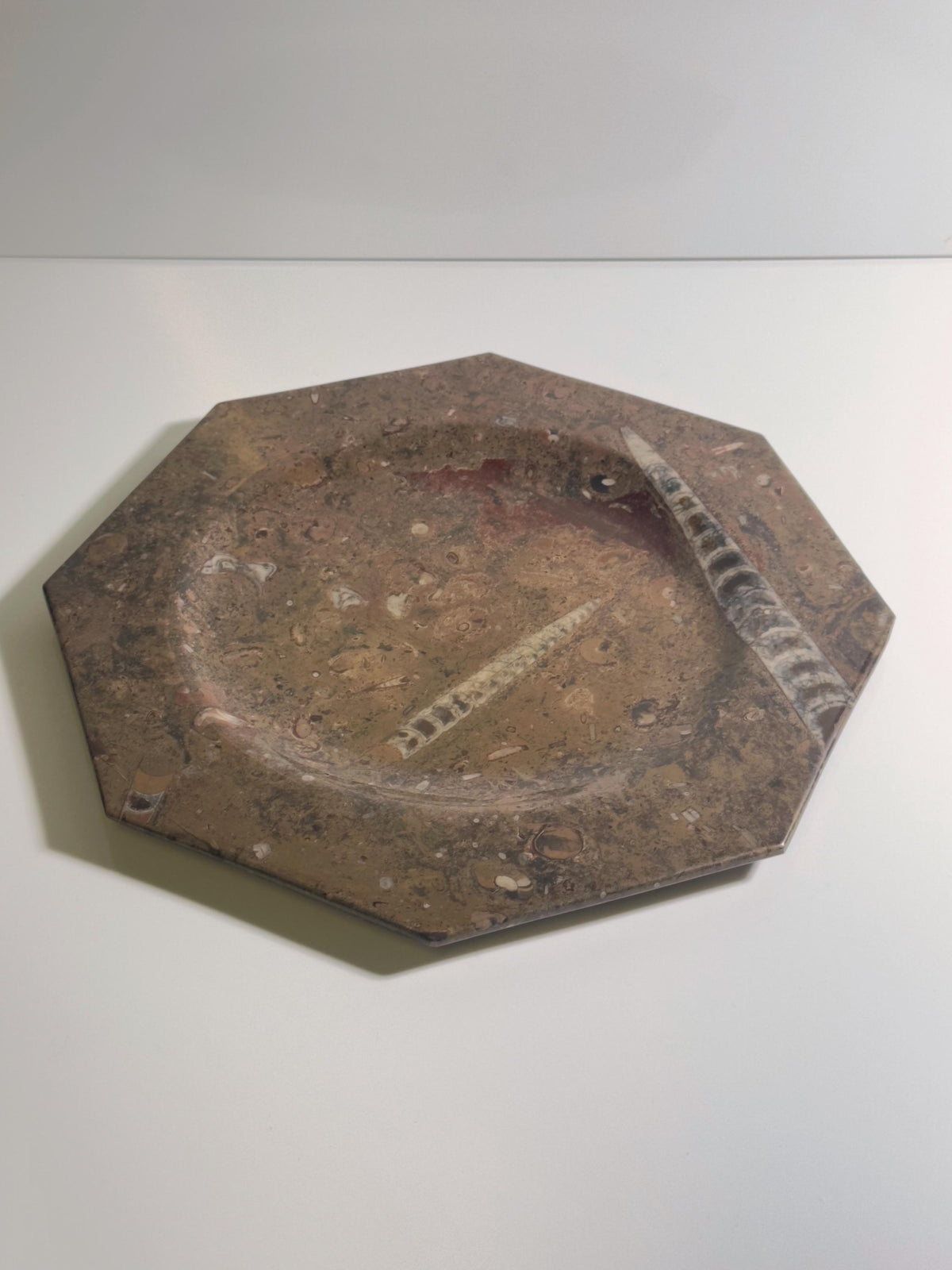 Vintage Fossilienstein-Set Schale und Platte, 1970er