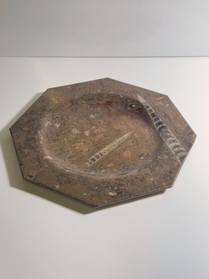 Vintage Fossilienstein-Set Schale und Platte, 1970er